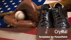  Presentation with vintage baseball - Audience pleasing theme consisting of american flag with vintage baseball backdrop and a tawny brown colored foreground