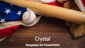  Presentation with vintage baseball - Colorful theme enhanced with american flag with vintage baseball backdrop and a tawny brown colored foreground