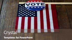  Presentation with vote - PPT theme consisting of american-flag-with-vote-button background and a tawny brown colored foreground
