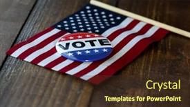  Presentation with vote - Audience pleasing slide deck consisting of american-flag-with-vote-button backdrop and a tawny brown colored foreground