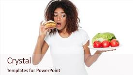  Presentation with burger - Beautiful PPT layouts featuring american food - picture of confused young african backdrop and a  colored foreground
