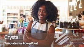  Presentation with employee working in industry - Amazing PPT layouts having american food - portrait of female employee working backdrop and a tawny brown colored foreground