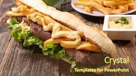  Presentation with texas cattle beef - Slides having american food - sandwich with beef and french background and a  colored foreground