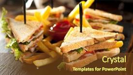  Presentation with foods - Slide set having american foods - classic club sandwich background and a tawny brown colored foreground