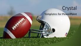  Presentation with football field - PPT theme featuring american-football-and-helmet background and a light blue colored foreground