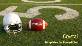  Presentation with college football - PPT theme with american football and helmet background and a tawny brown colored foreground