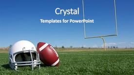  Presentation with football field - Beautiful presentation theme featuring american football and helmet backdrop and a teal colored foreground