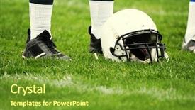  Presentation with american football and helmet on field - Audience pleasing slide deck consisting of american football equipment - helmet sport backdrop and a tawny brown colored foreground