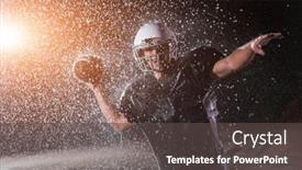  Presentation with football field - Presentation design with american-football-field-lonely-athlete background and a dark gray colored foreground