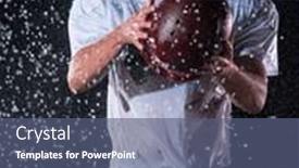  Presentation with football field - PPT theme having american-football-field-lonely-athlete background and a ocean colored foreground