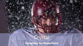  Presentation with football field - Presentation theme featuring american-football-field-lonely-athlete background and a light blue colored foreground