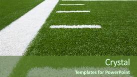  Presentation with football field - Audience pleasing slide set consisting of american football field yard lines backdrop and a tawny brown colored foreground
