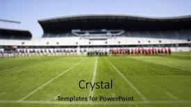  Presentation with football field - Audience pleasing slide set consisting of american football field backdrop and a gold colored foreground