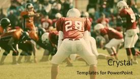  Presentation with football game security - Slide set featuring american football game - retro style background and a yellow colored foreground