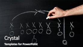  Presentation with strategy plan - Audience pleasing slide deck consisting of american football game strategy written backdrop and a black colored foreground