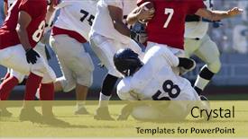  Presentation with football game security - Presentation design featuring american football game background and a yellow colored foreground