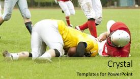  Presentation with football field - Slide set with american football game background and a  colored foreground