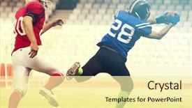  Presentation with college football - Cool new presentation design with american football game backdrop and a blonde colored foreground