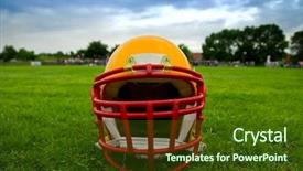  Presentation with american football - Presentation theme consisting of american football helmet in grass background and a tawny brown colored foreground