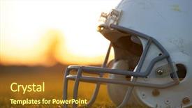  Presentation with football field - Presentation design having american football helmet background and a tawny brown colored foreground