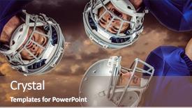  Presentation with football blue - Slide set consisting of american football huddle against blue background and a violet colored foreground