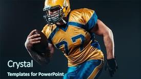  Presentation with american football - Theme featuring american football offensive player nfl background and a navy blue colored foreground