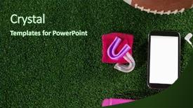  Presentation with football field - Theme featuring american football on field background and a tawny brown colored foreground