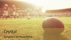  Presentation with football players field - PPT theme consisting of american football on the field background and a yellow colored foreground