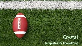  Presentation with football field - Audience pleasing PPT layouts consisting of american football on the field backdrop and a tawny brown colored foreground