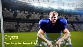  Presentation with rugby - Slide deck with american-football-player-against-digital background and a tawny brown colored foreground