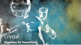  Presentation with color powder - Slide set with american football player against digitally generated image of color powder background and a teal colored foreground