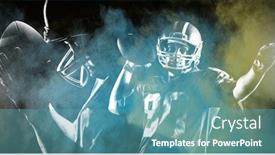  Presentation with color powder - Presentation theme consisting of american football player against digitally generated image of color powder background and a teal colored foreground