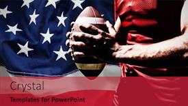  Presentation with american football - PPT theme featuring american-football-player-against-full background and a crimson colored foreground