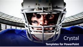  Presentation with football goal post - Slide deck enhanced with american-football-player-against-rugby background and a navy blue colored foreground