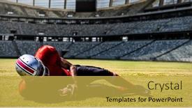  Presentation with football goal post - Presentation consisting of american-football-player-against-rugby background and a yellow colored foreground