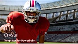  Presentation with american football - Theme featuring american-football-player-against-rugby background and a wine colored foreground