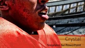  Presentation with football goal post - PPT theme featuring american-football-player-against-rugby background and a red colored foreground