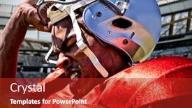 Presentation with football goal post - Presentation theme consisting of american-football-player-against-rugby background and a crimson colored foreground