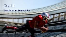  Presentation with football goal post - Slide deck having american-football-player-against-rugby background and a sky blue colored foreground