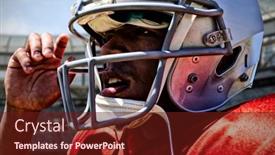  Presentation with american football - Slides enhanced with american-football-player-against-rugby background and a tawny brown colored foreground