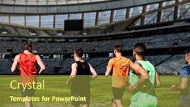  Presentation with american football - Slides consisting of american-football-player-against-rugby background and a tawny brown colored foreground