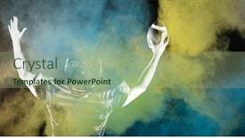  Presentation with color powder - Presentation design featuring american football player against splashing of color powder background and a mint green colored foreground