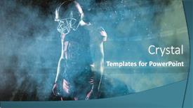  Presentation with color powder - Slides having american football player against splashing of yellow color powder background and a teal colored foreground