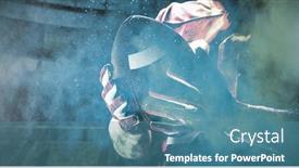  Presentation with color powder - Beautiful presentation design featuring american football player against splashing of yellow color powder backdrop and a teal colored foreground