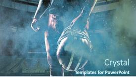  Presentation with color powder - Amazing PPT layouts having american football player against splashing of yellow color powder backdrop and a ocean colored foreground