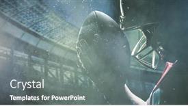  Presentation with color powder - Amazing slide deck having american football player against splashing of yellow color powder backdrop and a gray colored foreground