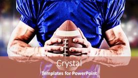  Presentation with sports arena - PPT theme with american-football-player-against-view background and a coral colored foreground