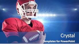  Presentation with spotlight - PPT layouts having american football player being ready for playing against spotlight background and a ocean colored foreground
