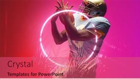  Presentation with nature purple - Slide set enhanced with american-football-player-catching-ball background and a coral colored foreground