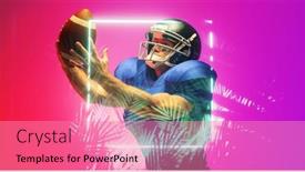  Presentation with football competition - Theme consisting of american-football-player-catching-ball background and a coral colored foreground